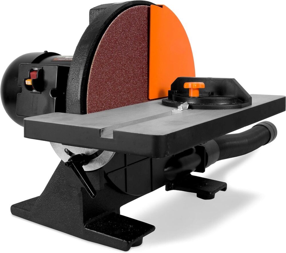 WEN 65812 12-Inch Benchtop Disc Sander with Miter Gauge and Dust Collection System